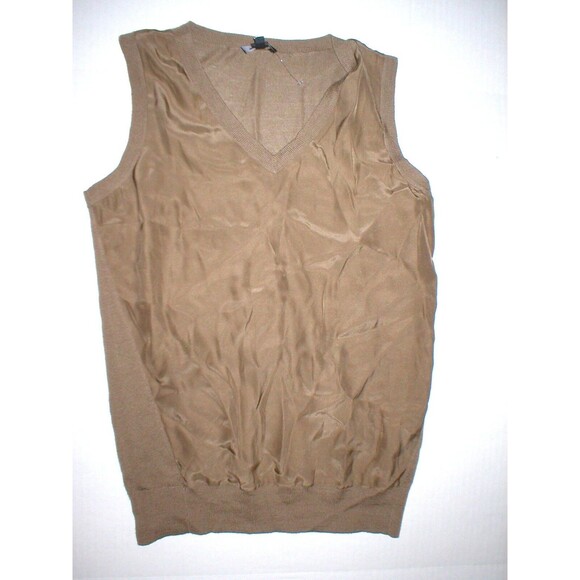 NWT $298 Worth New York Womens XS Top Designer Silk Wool Brown Sweater Knit Vest